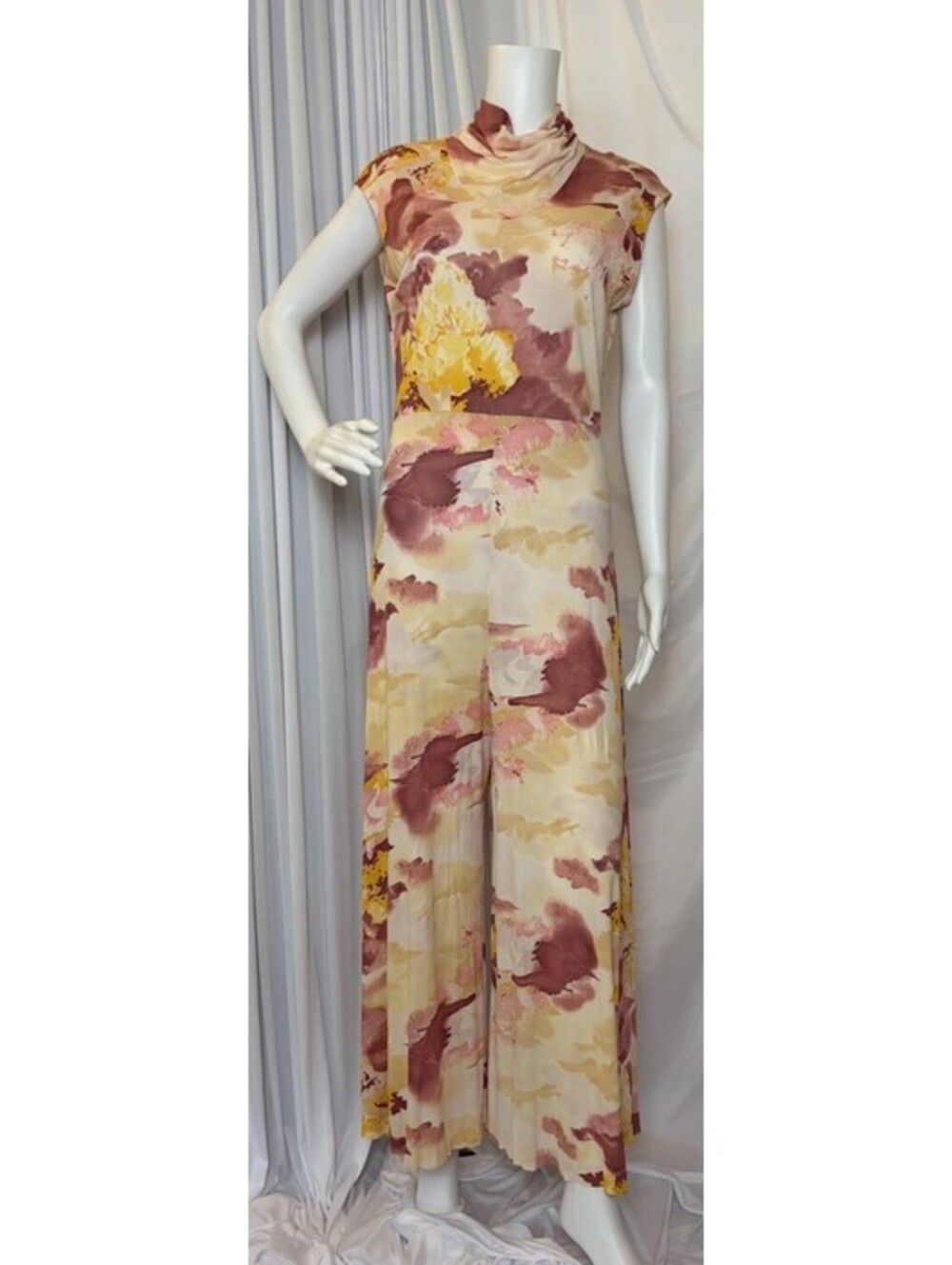 VTG 70s Wide Leg Palazzo Psychedelic Jumpsuit SZ M/L